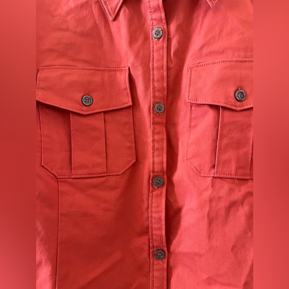 Club Monaco Peachy Orange Button Up Dress w/ a 3/4 Length Sleeves Size 8 or M/L - Picture 6 of 7